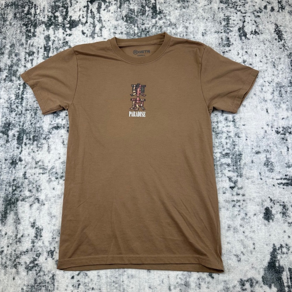 RGSTR T-Shirt Mens Small Brown Tokyo Paradise Graphic Streetwear Short Sleeve